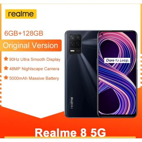 Realme 8 5G GlobalVersion Smartphone 6+128GB 90Hz Ultra Smooth Display Dimensity 700 5G Processor 5000mAh Large Capacity Battery