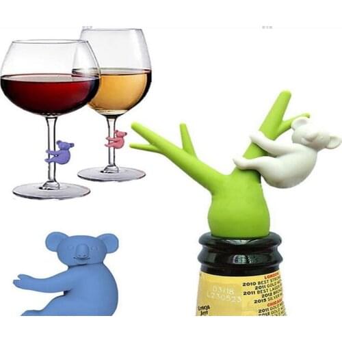 Koala Cup Recognizer Wine Glass Cup Silicone Identifier Tags Party Wine Glass Dedicated Tag 6pcs/ set
