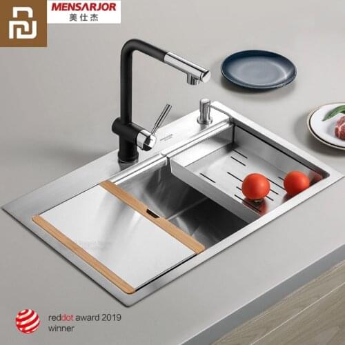 Youpin Kitchen Multi-function Combination Hand-made Sink 50L Stainless Steel sink with chopping board drain basket
