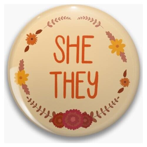 She They Pronoun Soft Pin Decor Collar Jewelry Fashion Creative Women Clothes Funny Cute Badge Lover Metal Lapel Pin Hat Brooch