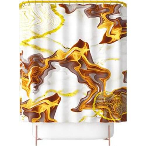 Geometric Abstract Golden Foil Print Shower Curtain 180*180cm Bathroom Curtain