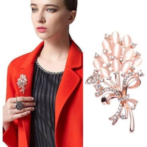 2021 Cats Eye Stone Wheat Ears Flower Brooches Womens Accessories Brooches Pins Clothing Accessories Jewelry Gift