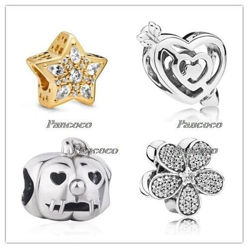 925 Sterling Silver Charm Openwork Lantern Halloween Pumpkin Beads Fit Women Pandora Bracelet & Necklace Diy Jewelry