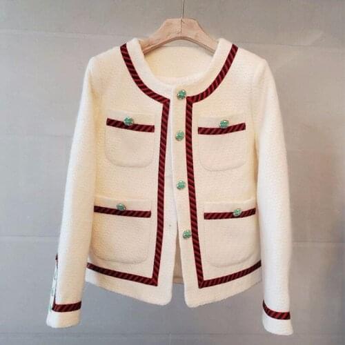 Small Fragrance Coat Womens Autumn and Winter Short French Celebrity Plus Cotton Thickened High-end Tweed Winter Jacket Winter