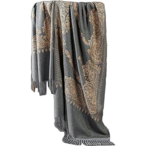 Winter Luxury Brand Scarf Embroidery Cashmere Retro Ethnic Style Shawl Comfortable and Warm Rectangular High Quality Scarf