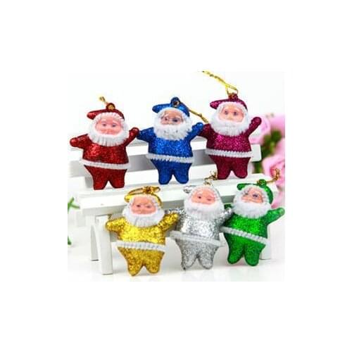 Gold Powder Santa Claus Little Accessories Christmas Tree Ornaments Christmas Celebration Supplies Party Decoration 6 piece/Pack
