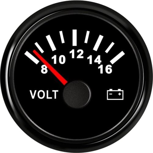 1pc Pointer Type Voltmeters 52mm Volt Meters 8-16v Waterproof Voltage Gauges Suitable for Car Boat Truck Generating Units