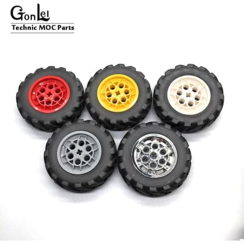 4Pcs MOC Building Block Wheel Accessory 62.4x20 Gravel off Road Tire 86652c01 32019 Wheels hub Parts fit for High-Tech Car