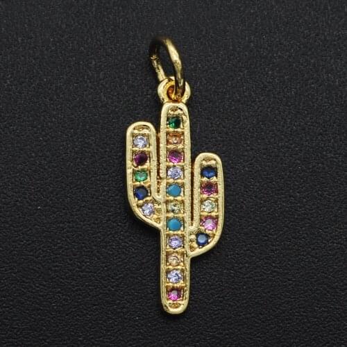 29x14mm 100% CZ Zircon DIY Jewelry Cactus Charm Pendant Wholesale Jewellery Accessories Top Quality Bracelet Making Charm