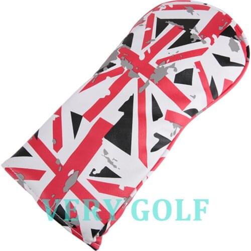 3pcs White Polyester Leather with Red UK Flag Patterns Golf Club Driver Fairway Wood Head Cover Golf #1 #3 #5 Wood Headcover