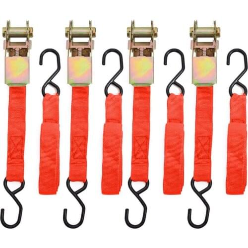 4pcs Ratchet tie down cargo Straps lashing package Webbing Hold Secure Ratchet Belt Straps Moving Hauling Truck Motorcycle
