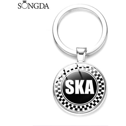 Vintage Music SKA Rude Boy Rude Girl Pattern Keychain Art Photo Glass Cabochon Keyring Key Chain Holder For friends Jewelry Gift