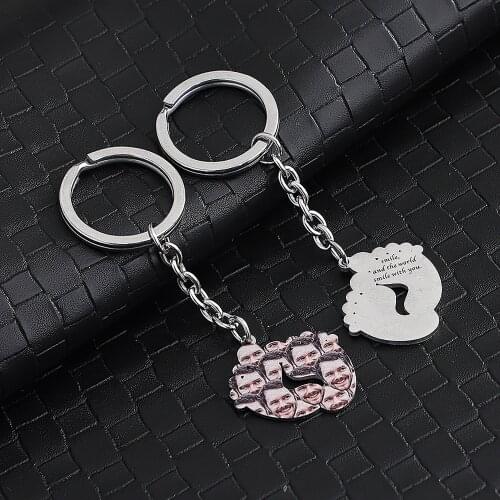 Funny Personalized Colorful Photo Foot Keychain Stainless Steel Engraved Name Date Foots Footprint Keyrings For Adult Kid Gifts