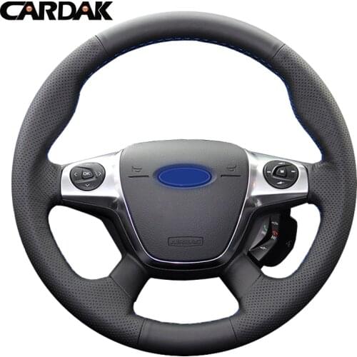 CARDAK Artificial Leather Hand-stitched Car Steering Wheel Cover for Ford Focus 3 2012 2013 2014 KUGA Escape 2013 2014 2015 2016