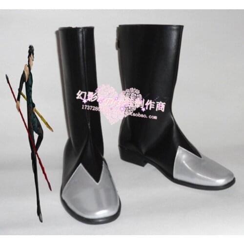 Fate Zero Diarmuid Duibhne Black Halloween Long Cosplay Shoes Boots H016