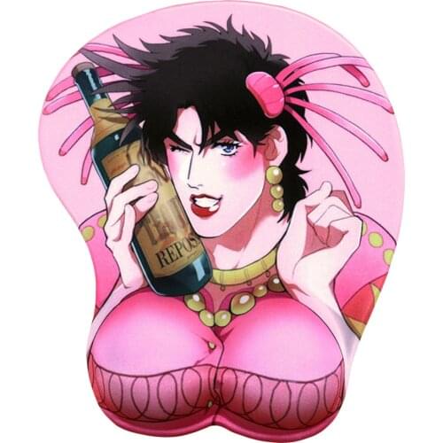 FFFAS Pink Joseph Joestar 3D Wrist Rest Mouse Pad Mat JoJos Bizarre Adventure mousepad for Laptop PC
