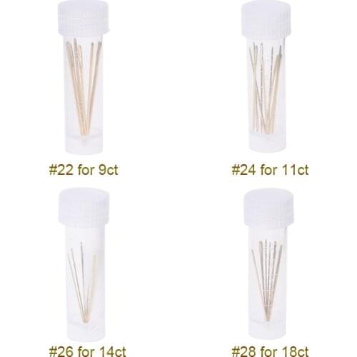 10PCS Golden Embroidery Fabric Cross Stitch Cloth Needles Size 22# 24# 26# 28# Needles Kit Tools Sewing Sharpening Handmade