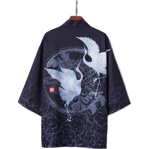 Women Crane Street Ins Shirt Fashion Sun-Proof Clothing Harajuku Japanese Kimono Cardigan Men Yukata Asian Samurai Costume V2094
