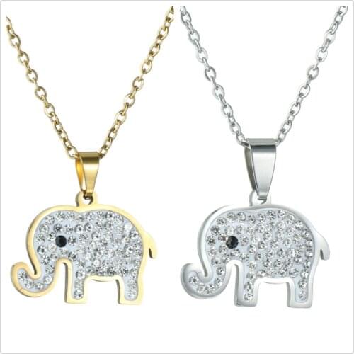 Hot Sale National Style Cute Elephant Pendant High Quality Zircon Full Crystal Necklace Female Charm Party Birthday Jewelry
