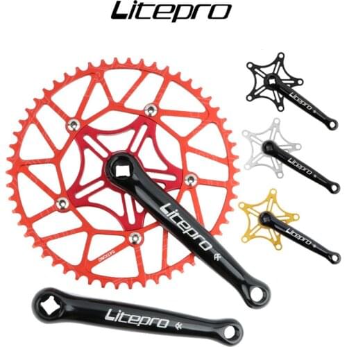 Litepro Square Hole Crank Folding Bike Retro Crankset BCD130mm Sprocket Single Disc Chainwheel 56T 58T Chainring For Brompton