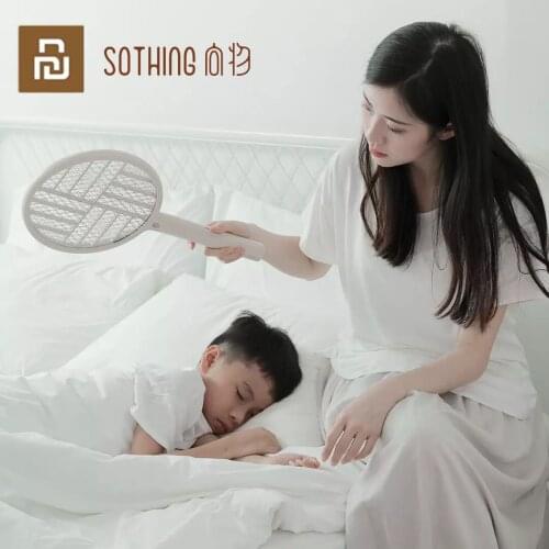 New XIAOMI Sothing 2 in 1 Electric Mosquito Swatter LED Rechargeable Collapsible USB Charging Swatter Mosquito Repellent Lamp