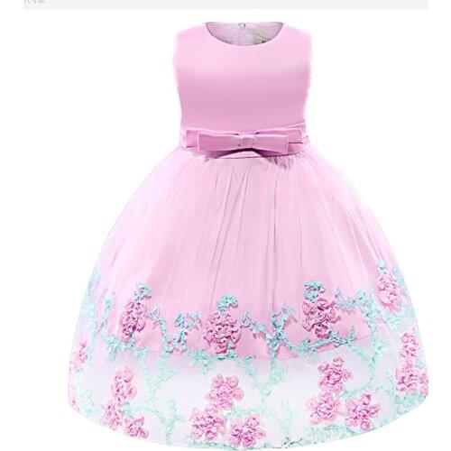 New Baby Girls Dress Summer Flower Lace Sleeveless Novelty Princess Dress For Baby Girls Baby Kids Birthday Party Clothes