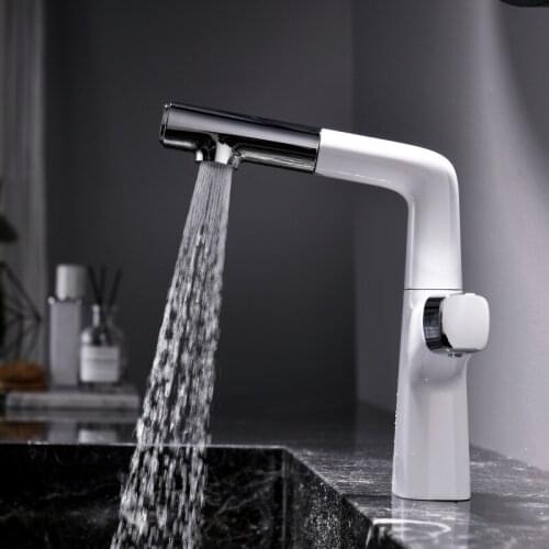 New Basin Faucet Bathroom Single Lever Hot and Cold Brass Pull Out Lift Basin Water Sink Mixer crane