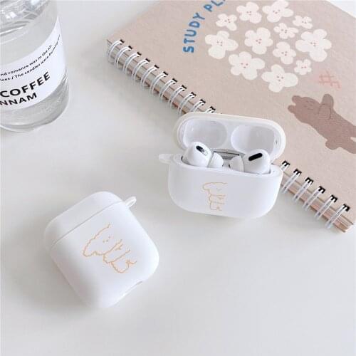 GTWIN Original For Apple Airpods 1 2 pro Case Cute White Bear Wireless Earphone Case For Apple AirPods TPU Cute Cover Box Case