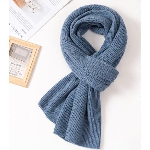 Autumn 100% Lamb Wool Scarf Men Large Shawls Wraps Winter Warm Neck Scarf Japanese Blue Luxury Cashmere Blanket Scarf Pashmina