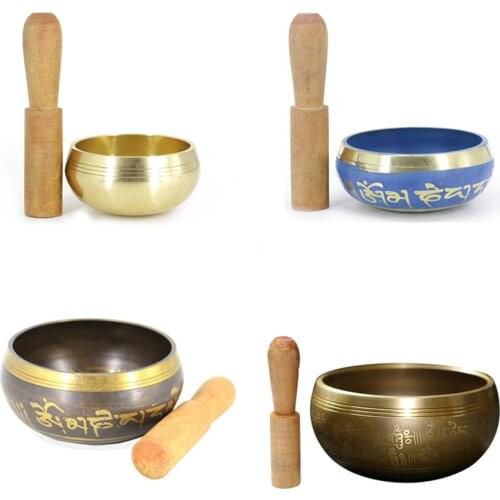 7 Different Types Tibetan Yoga Singing Bowl Large Meditation Brass Bowl Singing Bowl Bag Set Handmade with Sticker