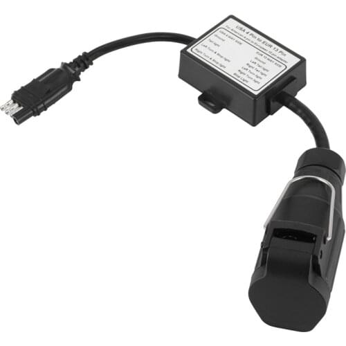 USA to European Trailer Light Converter 4 Way Flat Socket (US Vehicle) to 13-Pin Round Plug (EU Trailer)