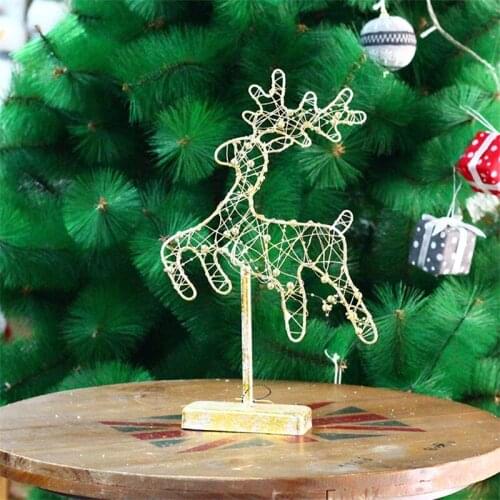 Christmas Decoration Luminous LED Lights Creative Wrought Iron Snowman Angel Deer Lights Ornaments Holiday Gifts
