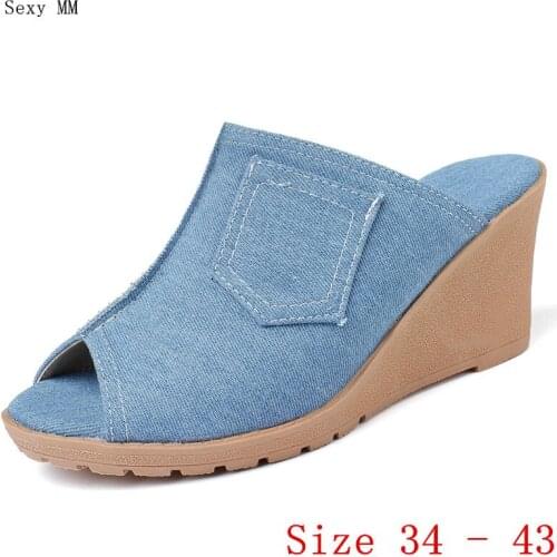 Slides Platform Sandals Women Shoes Summer Wedges Gladiator Sandals Woman High Heels Sandals Plus Size 34 - 40 41 42 43