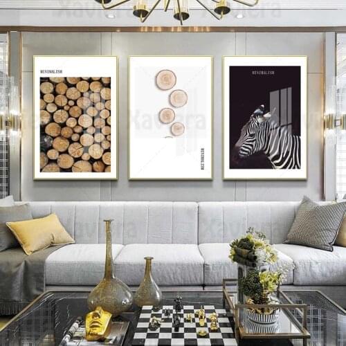 Scandinavian Zebra Wood Grain Canvas Print Painting Nordic Poster Wall Art Minimalist Living Room Dining Room Mural Home Decor
