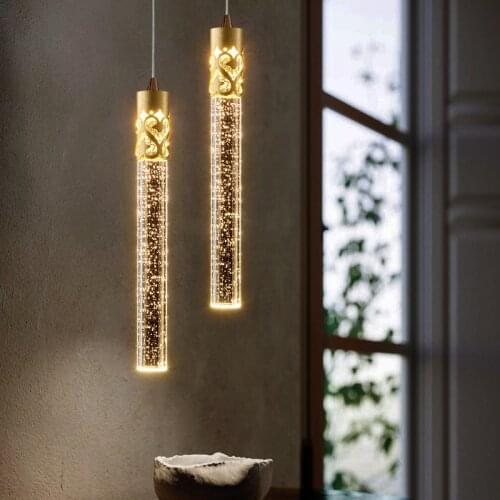 Light Luxury Bubble Crystal Pendant Light Long Line Bedroom Bedside Dining Room Bar Window Hanging Light Modern Living Room Lamp