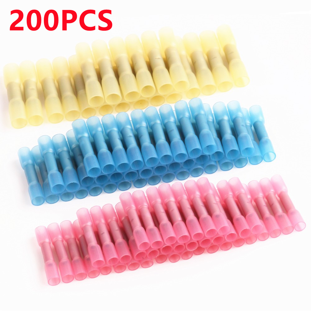 50/100/200Pcs Waterproof Sleeve Heat Shrink Butt Connector Electrical Wire Splice Cable Crimp Terminal Connectors Ternimals Kit