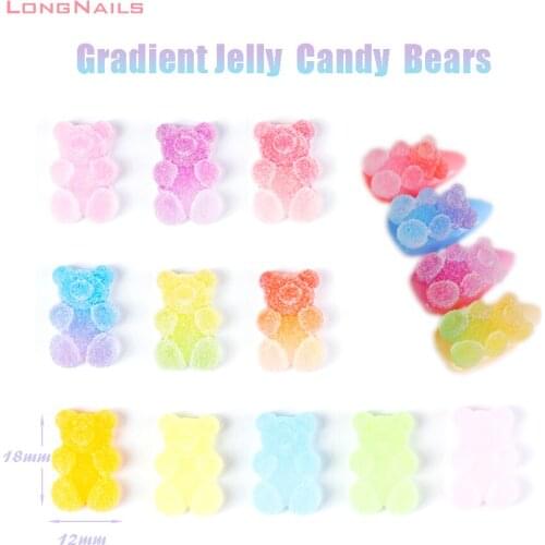 20pc Sugar Candy L Bears Decorations 12*18mm Gradient Jelly Bears Design Nail Tips/Phone/Headress DIY Accessories Nail Decors 11
