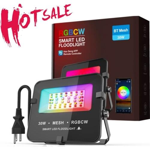 Smart LED Floodlight Outdoor 30W RGBCW Bluetooth For Hao Deng App Control Flood Lights For Landscape, Garden, Party