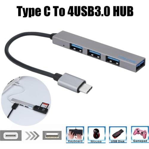 USB Hub 3.0 High Quality Type-C To 4 USB C Hub Expander Ultra-Thin Mini Portable 4-Port USB Type C Hub Silver