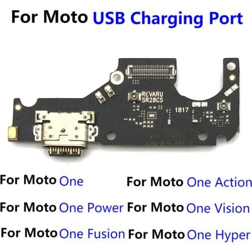 USB Charging Port Connector Board Flex Cable With Mic Microphone For Moto One One Power Fusion Hyper Action Vision Macro