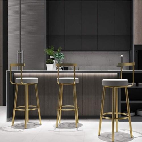 Chinafurniture simple golden bar chair bar stool front desk light luxury bar chair backrest high stool