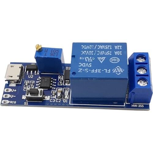 1Piece 5V-30V Micro USB Power Adjustable Delay Relay Timer Control Module Trigger Delay Switch