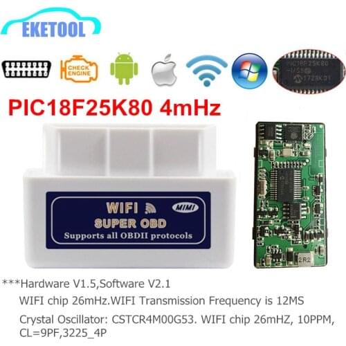10pcs/Lot WIFI ELM327 V1.5 Code Reader OBD2 CAN-BUS PIC18F25K80 4mHz WIFI Chip 26mHz ELM 327 Wireless Android/iOS Best Quality