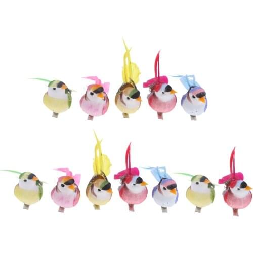 12pcs Artificial Foam Feathered Birds Mini Craft Home Garden Wedding Decor