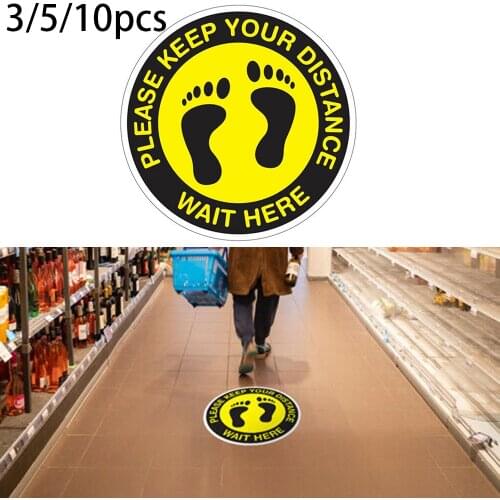 3/5/10Pcs Vinyl Waterproof Please Keep Away Your Distance Sacial Distancing Floor Graphics Stickers For All Occasions Outdoors