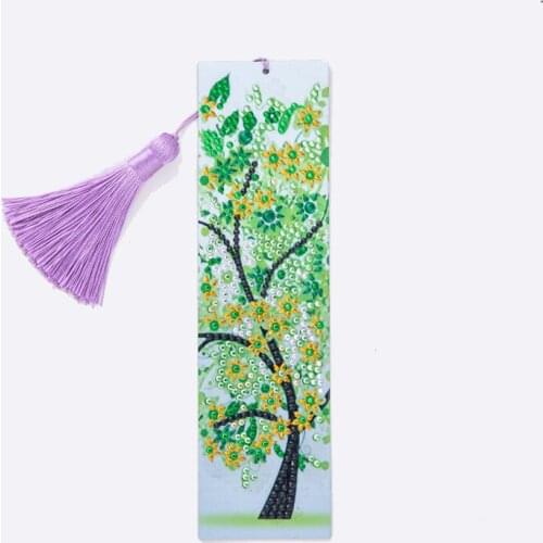 5D Diamond Painting Spring Green Tree Bookmark Diamond Embroidery Craft Tassel Book Marks for Books Christmas Gifts