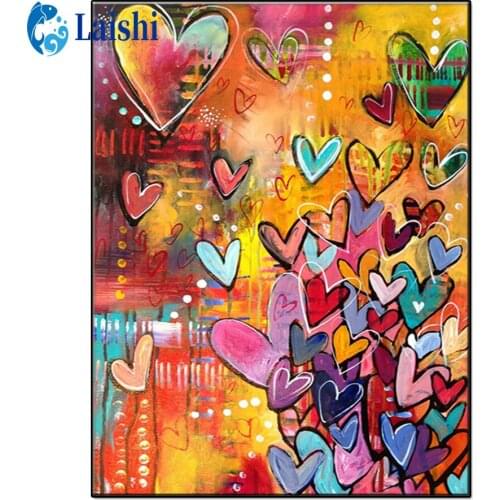 5D DIY Abstract graffiti love heart Round Drill Diamond Painting Cross Stitch Diamond Art Embroidery Diamond Mosaic Decor Gift