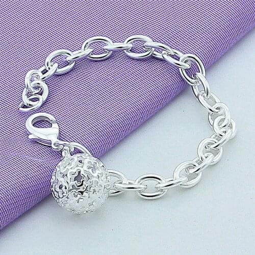 Fashion New 925 Silver Bracelet Simple Round Ball Pendant Chain Bracelet Trendy Jewelry for Woman Men