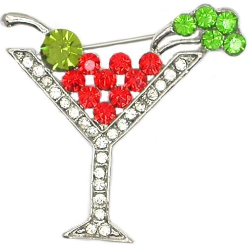 Martini glass Rhinestone Badge Brooches For Women Men Fashion Brooch Jewelry Pins Wedding party prom gifts
