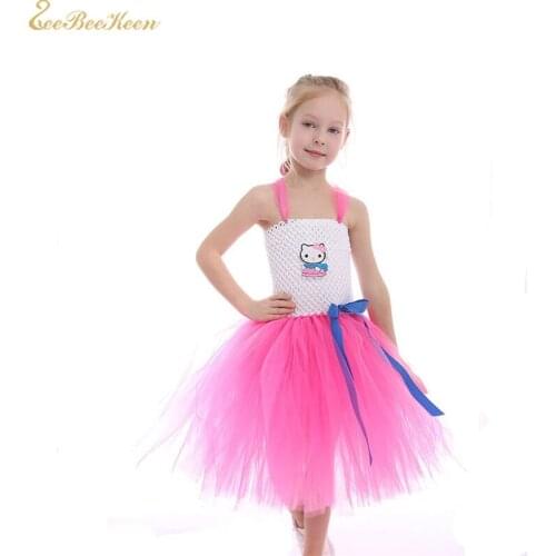 Kids cartoon Cosplay Costume Performance Wear Girls Tutu Pink Princess Dress Baby Cat Cosplay Dress For 1-12Years children